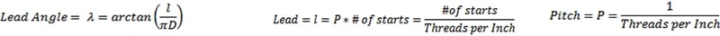 multi-start thread lead angle formula