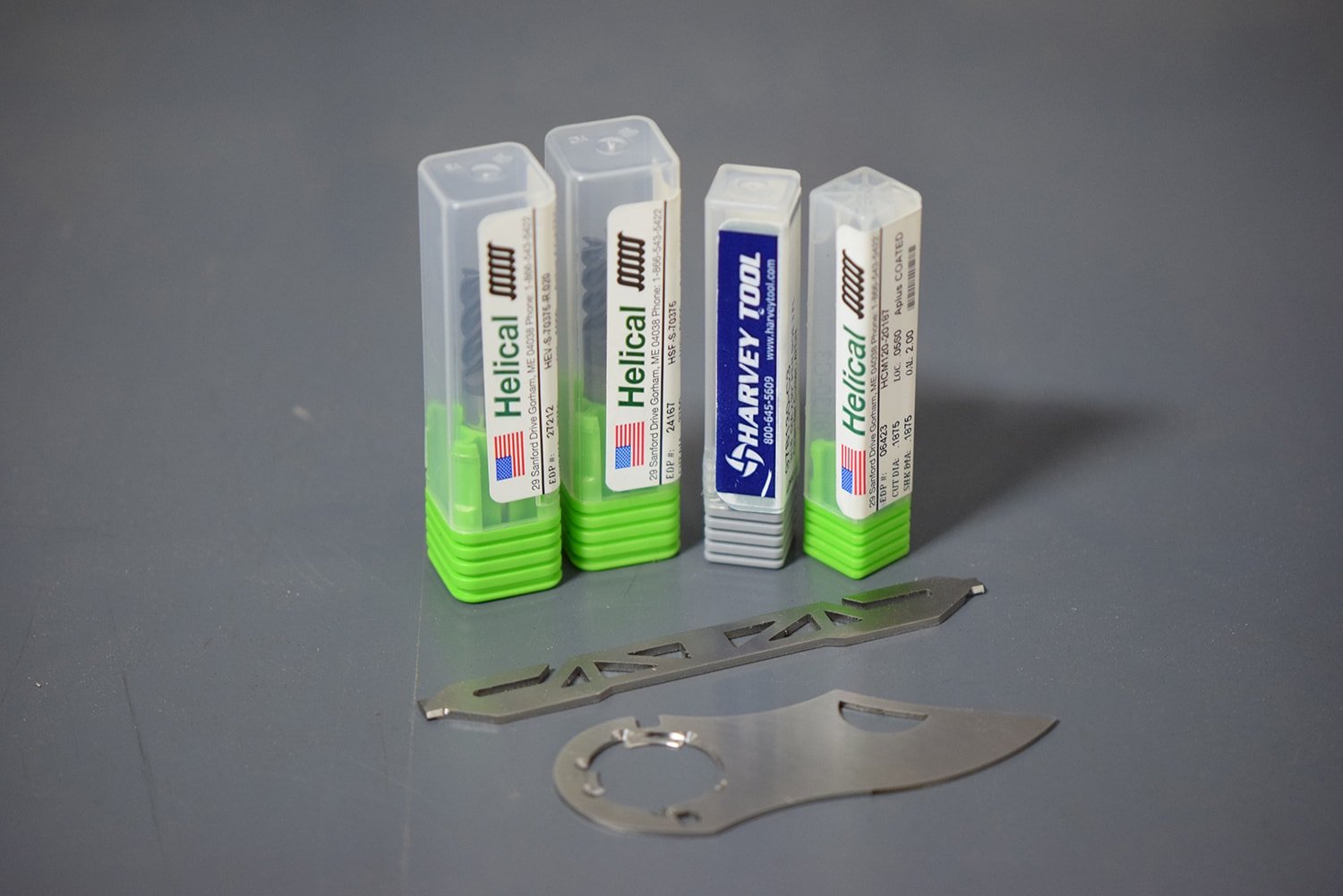 assortment of end mills with pocketmonkey tools