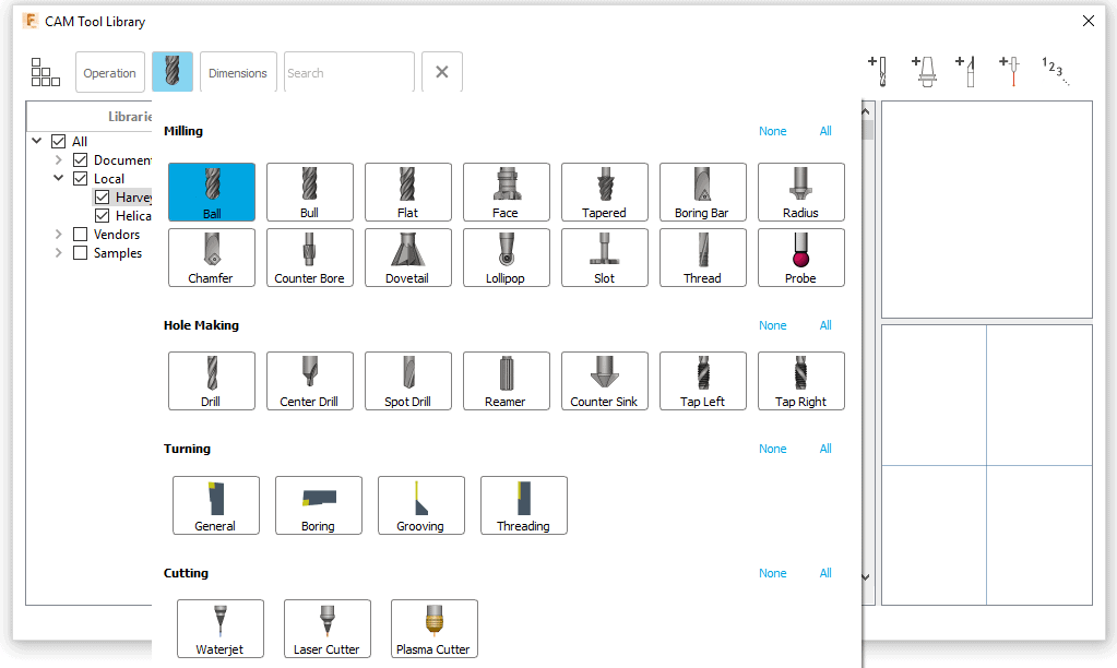CAM Tool Libraries