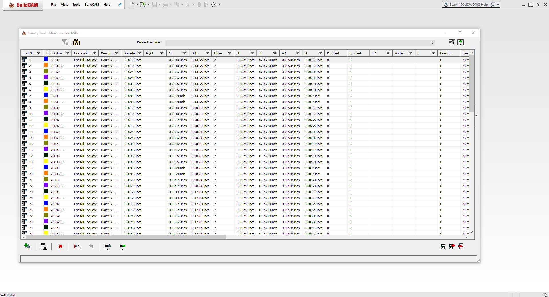SolidCAM Tool Library