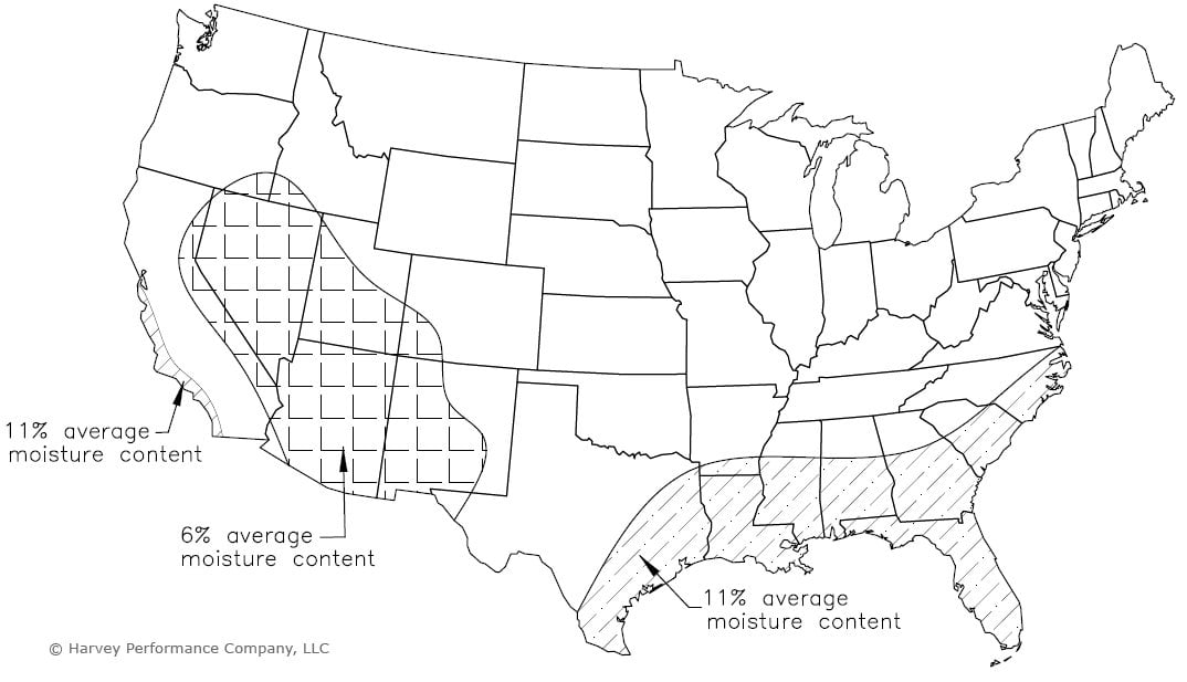 United States map showing average regional indoor EMC